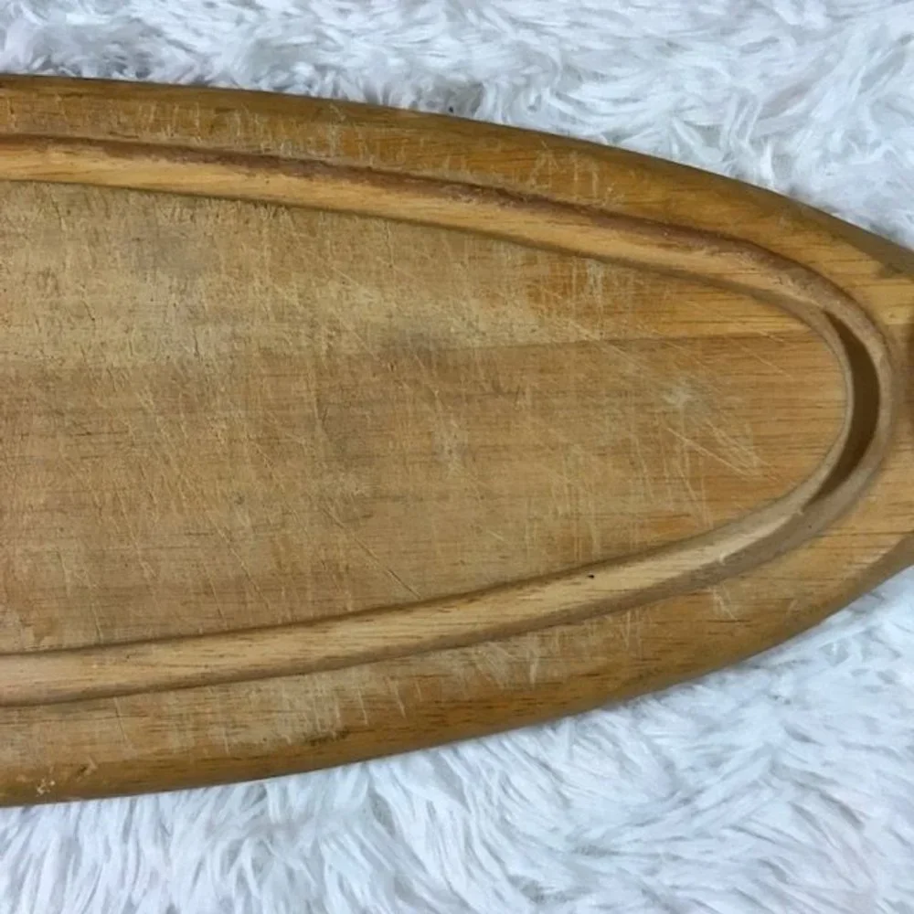 Vintage Rustic Genuine Wood Metal Fish Cutting Board Serving Tray